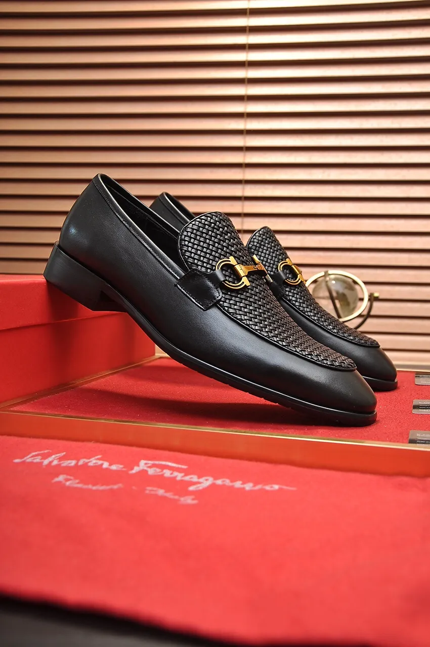Men's shoes 💰560💶[Ferragamo/Ferragamo] The latest model in the counter. Original imported high-quality cowhide with open sides + imported 🐂 cowhide lining, original luxury metal buckle + original combination outsole. Comparative and stress-free 38--45 (customized for 45)